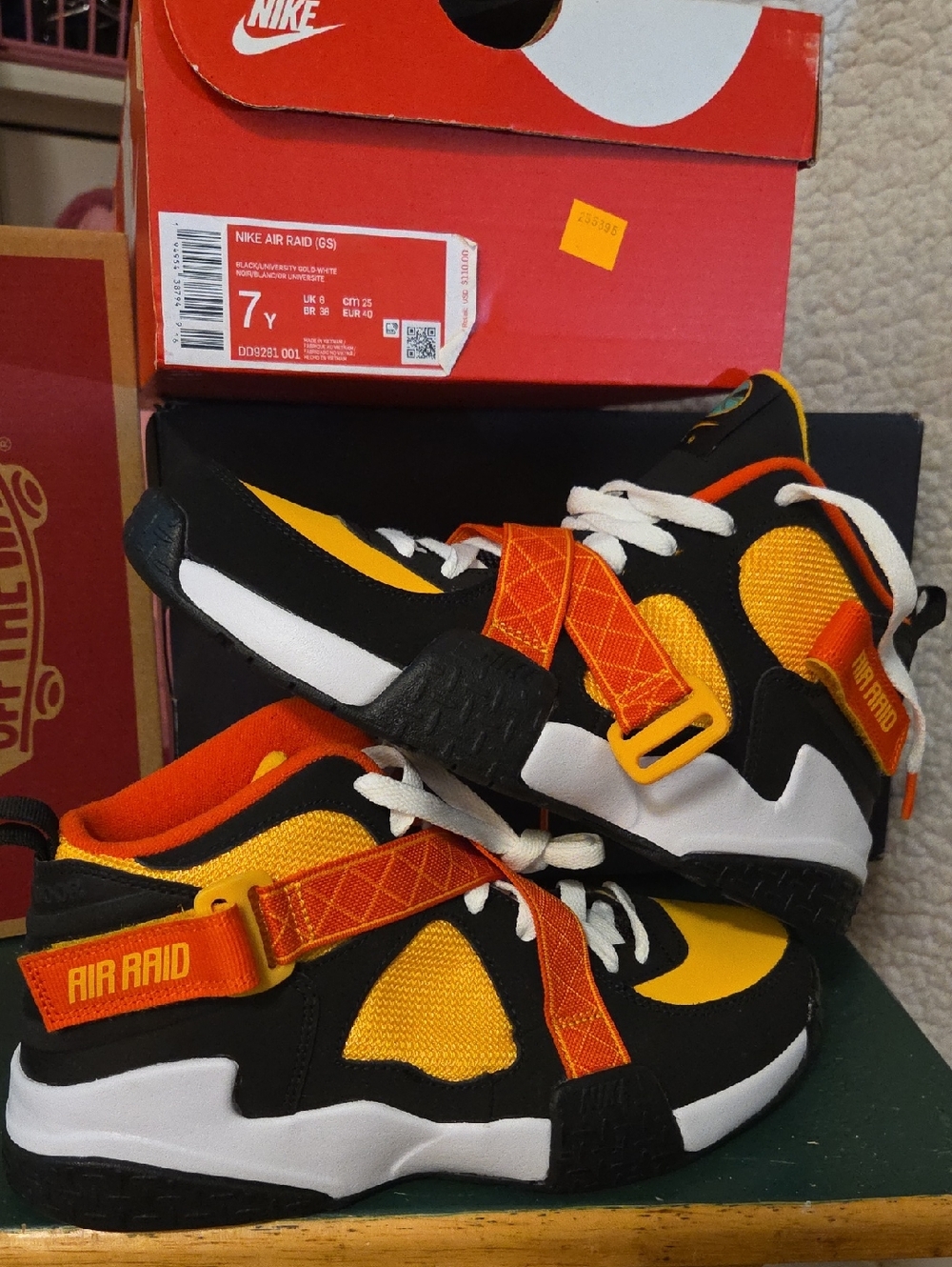 Nike Kids Black, Yellow & Orange Air Raid Mid-Top Sneakers